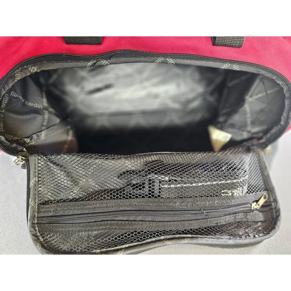 Pierre Cardin Red Canvas Duffel Bag Weekend Travel Gym Carry On (sku 153)